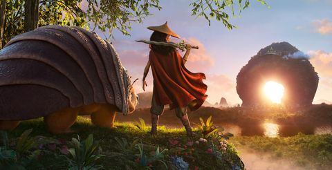 raya and the last dragon   as an evil force threatens the kingdom of kumandra, it is up to warrior raya, and her trusty steed tuk tuk, to leave their heart lands home and track down the last dragon to help stop the villainous druun © 2020 disney all rights reserved