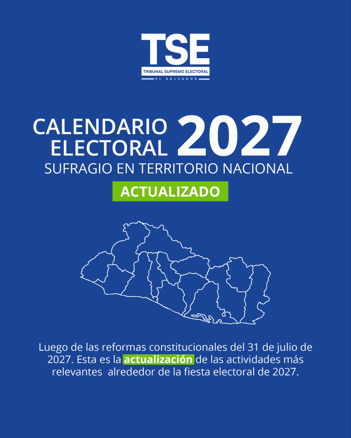 TSE actualiza calendario electoral para las elecciones de 2027 en El ...